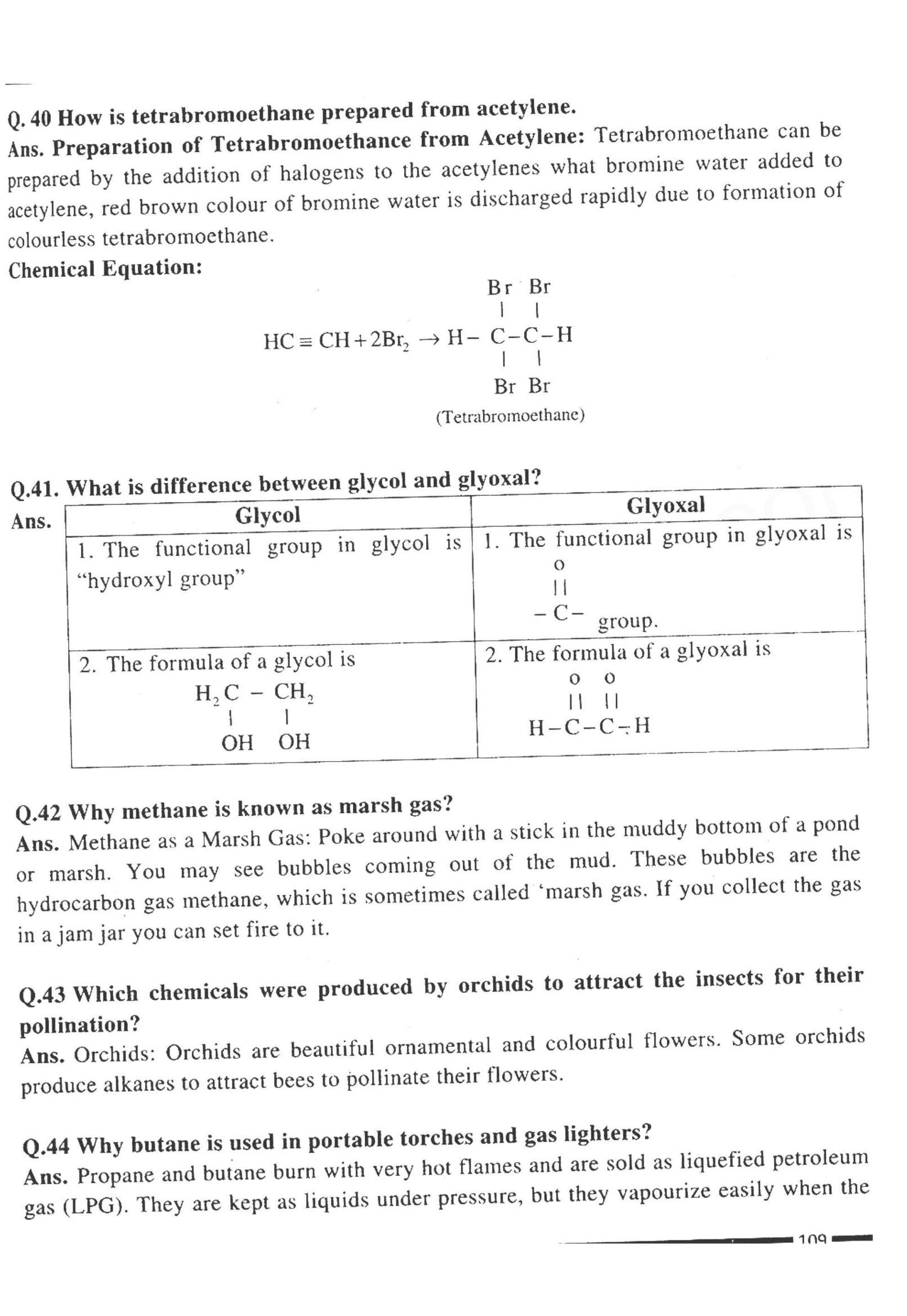 Chapter 4 Notes  10th Class Chemistry  Chapter Name: Hydrocarbons {Short Question Answers}