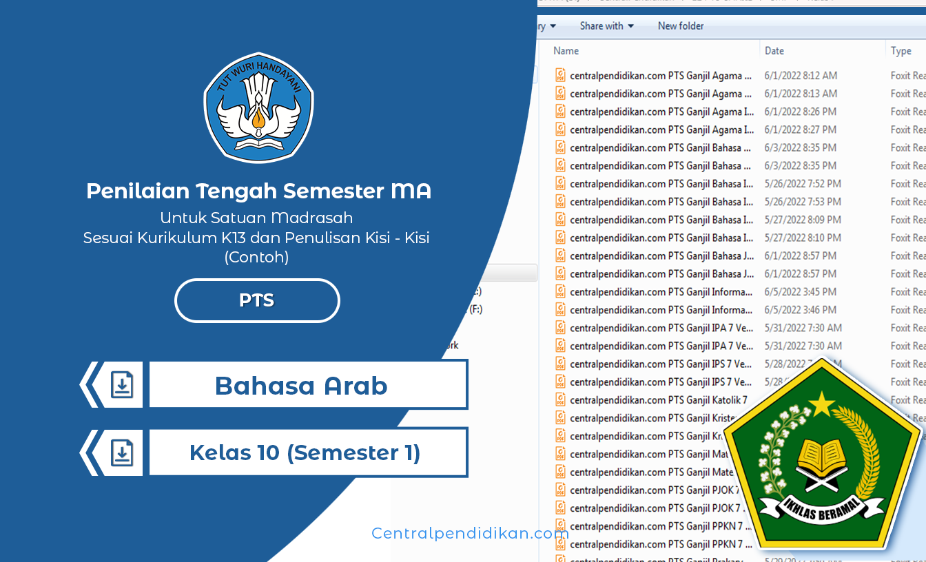 Lengkap - Soal PTS Bahasa Arab Kelas 10 dan Jawaban 2022 Semester 1