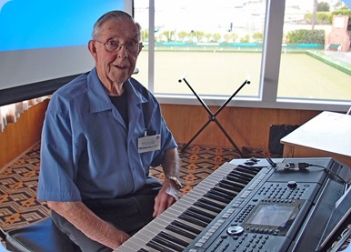 Michael Bramley preparing to play his Yamaha PSR-S950 for his performance. Photo courtesy of Dennis Lyons.