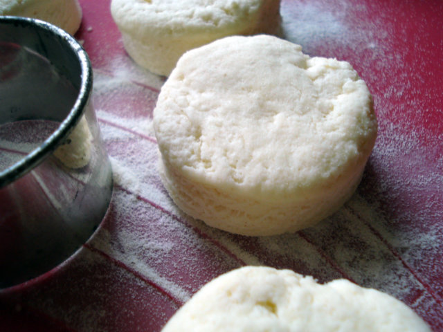 cut out the biscuits with a biscuit cutter