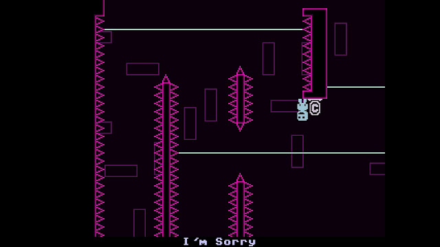 Screenshot of "I'm Sorry" level in VVVVVV