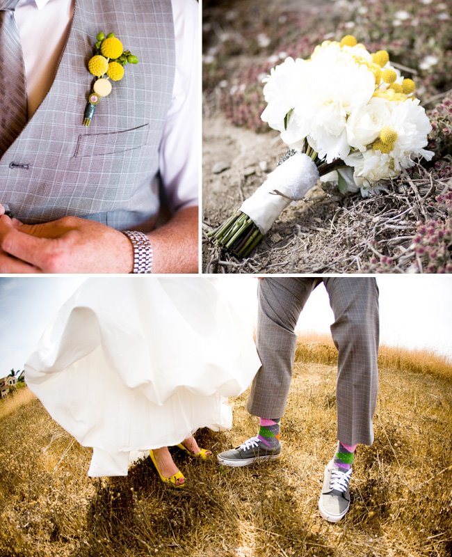 gray and yellow wedding