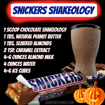 snickers shakeology, healthy candy recipe, clean eating candy, healthy halloween