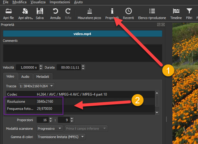 risoluzione del video su Shotcut