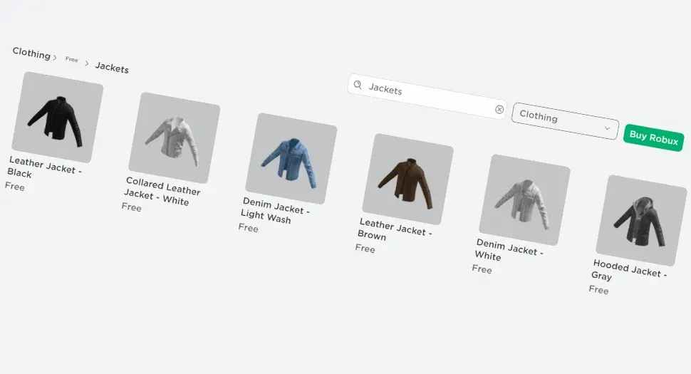 Все бесплатные куртки в Roblox