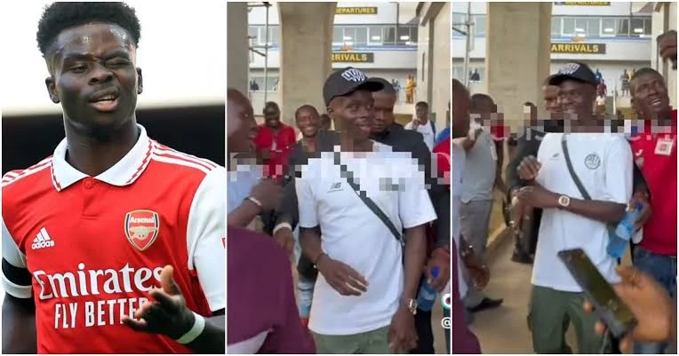 VIDEO: Arsenal Star Bukayo Saka Arrives in Nigeria Amid Great Reception From Fans