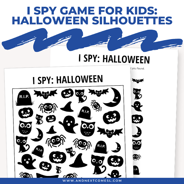 Printable Halloween silhouettes I spy game for kids