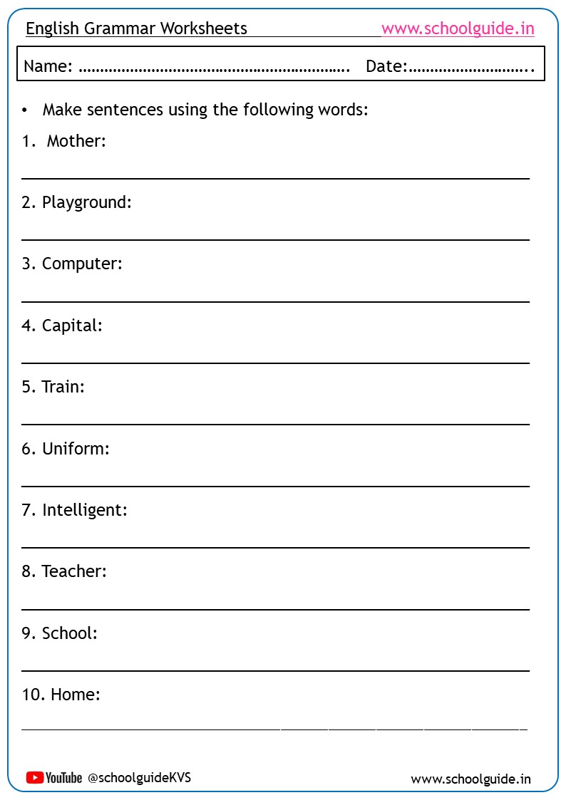 Make Sentences Worksheets