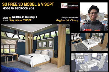 Free Sketchup Model Modern Bedchamber #32 & Vray Interior Visopt