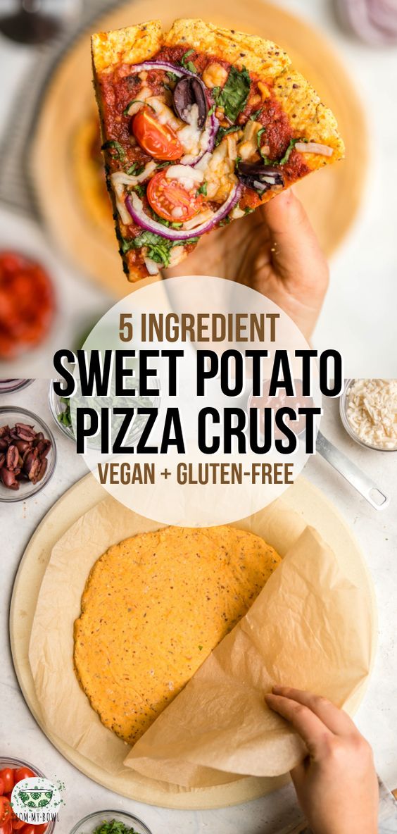 Finally, Sweet Potato Pizza crust that's fluffy, healthy, and delicious! Vegan, Gluten-Free, and made with only 5 ingredients.