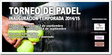 Torneo de Pádel Golf Canal abierto a todos, inauguración de la temporada 2014/15.