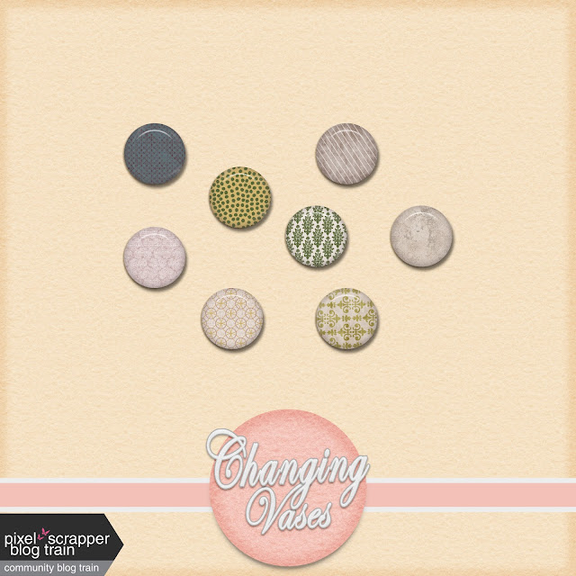 Free Digital Scrapbook Buttons for February's Blog Train