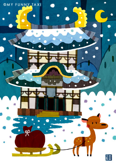 奈良東大寺のイラスト Nara Todaiji Temple illustration