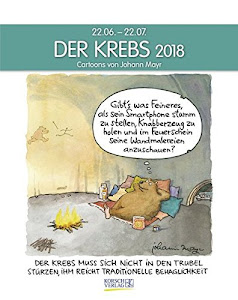 Krebs 2018: Sternzeichenkalender-Cartoonkalender als Wandkalender im Format 19 x 24 cm.