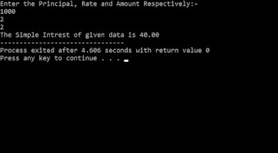 C program to calculate Simple Interest using function 