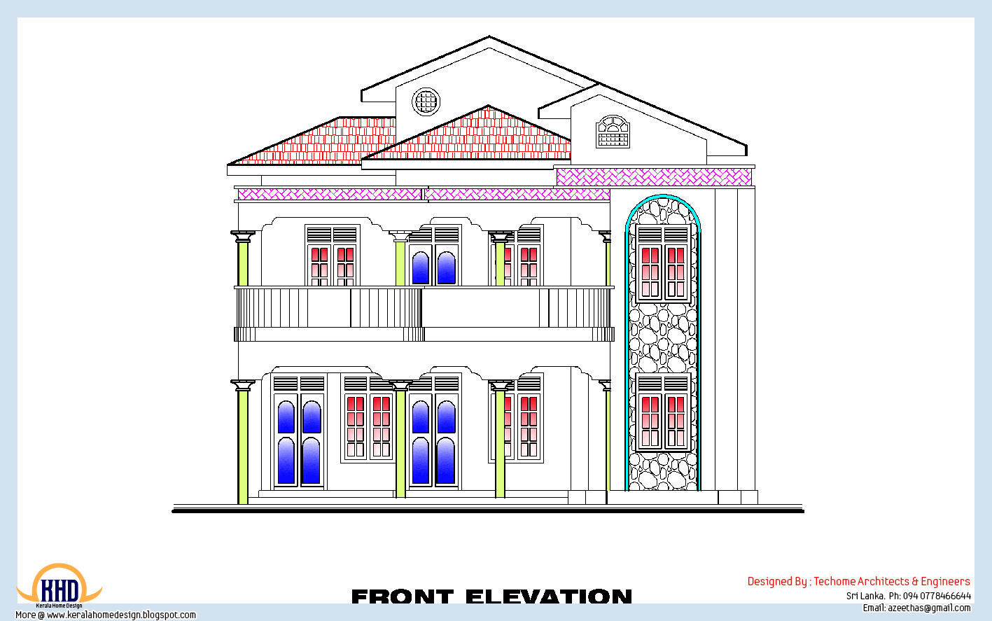 3 Bedroom home  plan  and elevation Kerala House  Design Idea