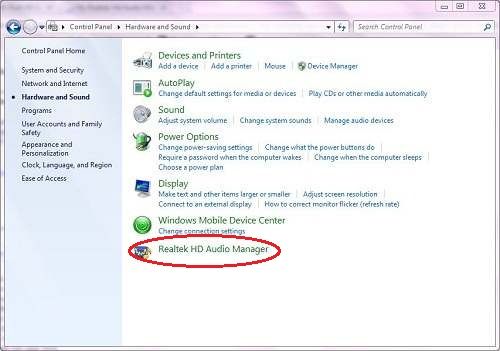 Realtek HD Audio Manager