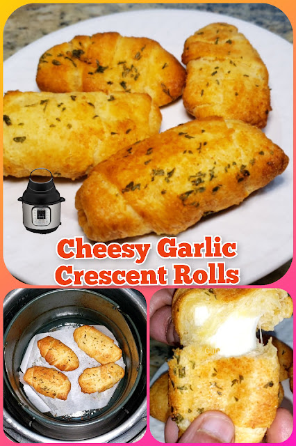 Cheesy Garlic Crescent Rolls in Air Fryer Lid
