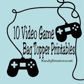 It's so easy to create a fun party favor treat with just a little candy, a bag, and a great printable bag topper.  If you are throwing and Arcade Video Game party or a Minecraft, Donkey Kong, Angry Bird party, you should definitely check out these 10 video game bag topper printables.