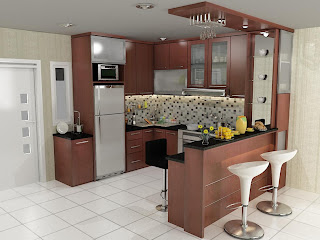 kitchen set, kitchen set murah, finishing hpl, kitchen set model u, meja bar