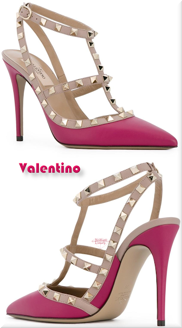 ♦Valentino Garavani pink Rockstud ankle strap pumps #valentino #shoes #pink #pantone #brilliantluxury