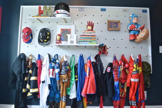 DIY pegboard for kids storage