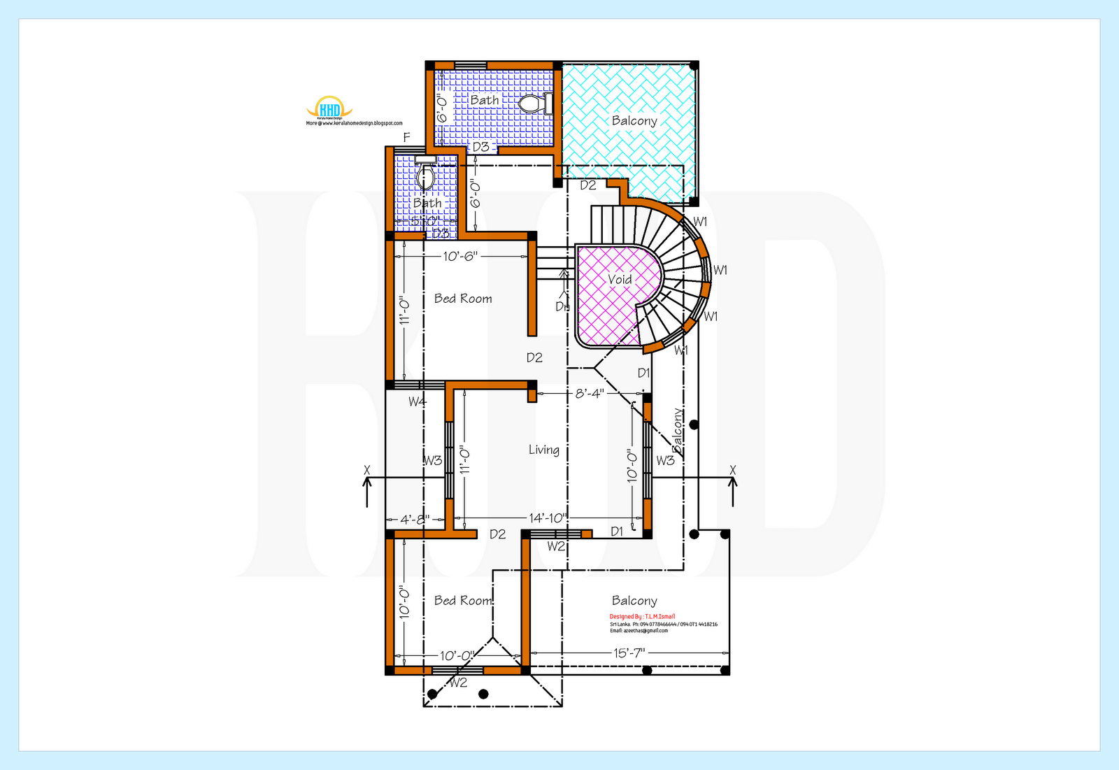Srilankan style Home  plan  and elevation 2230 Sq Ft 