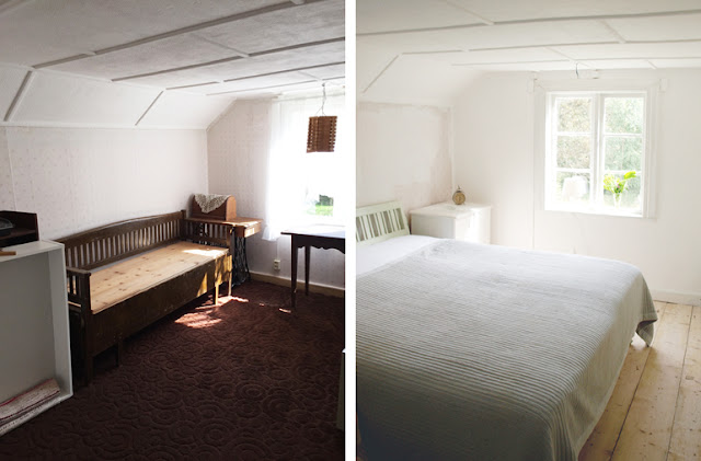 Renovering af soveværelse i ødegård. Fotos fra før og nu