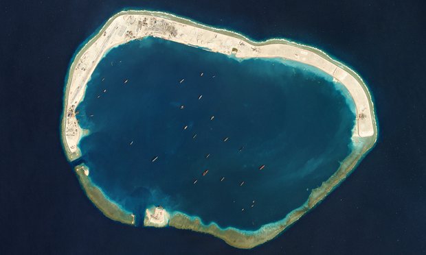 Artificial island development in the South China Sea. Photograph: Courtesy Planet