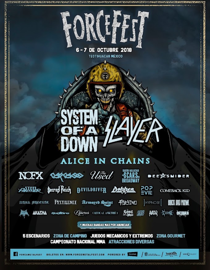 System of a Down y Slayer encabezan la primera fase del Line-Up del tan esperado Force Fest