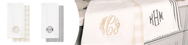 tan and grey stripe personalized towels