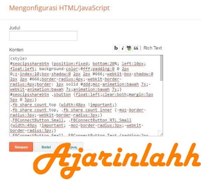 cara memasang tombol social share button di blogger dengan mudah 2