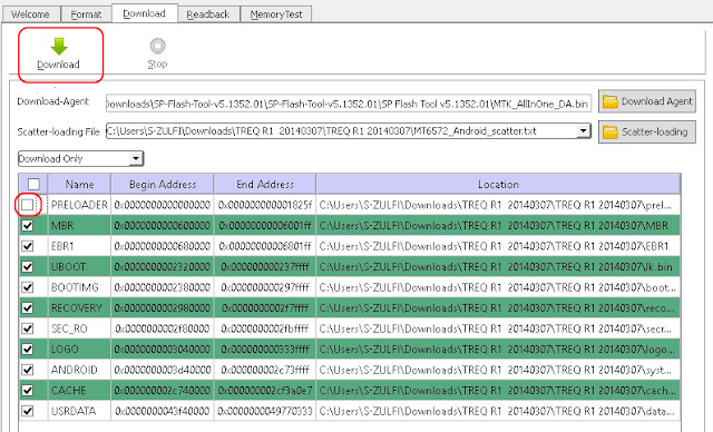 Cara Flash Treq R1 Menggunakan Flashtool