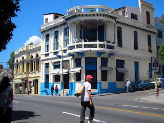 Santiago de Cuba blue and white corner building