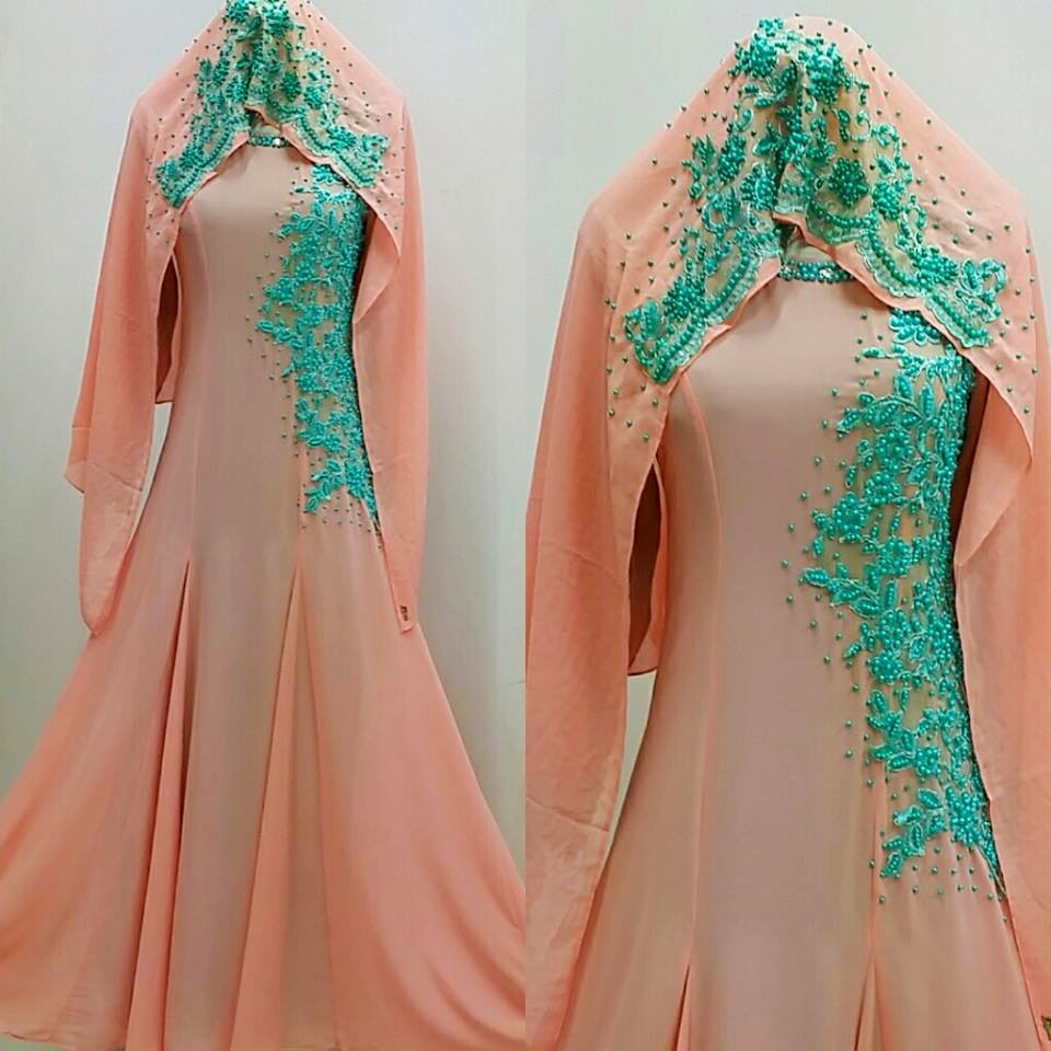 Koleksi Baju Kurung Moden Warna Peach Contoh U