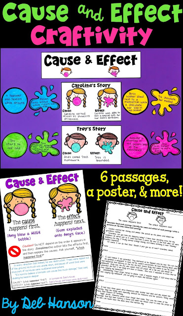 Cause and Effect craftivity for the upper elementary classroom! This cause and effect activity becomes a great reading bulletin board when finished! It includes a cause and effect anchor chart!