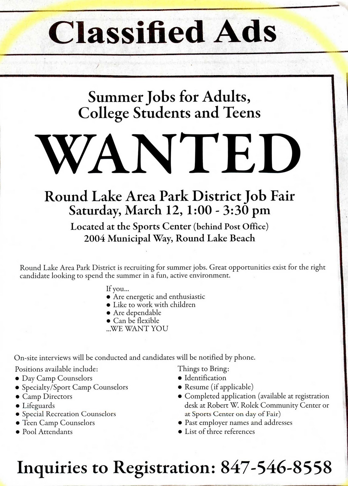 Summer Jobs Available at Round Lake Area Park District