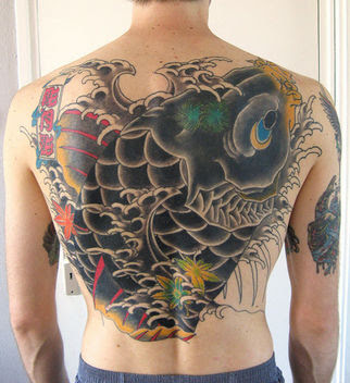 Japanese Koi Fish Tattoo On Back Body