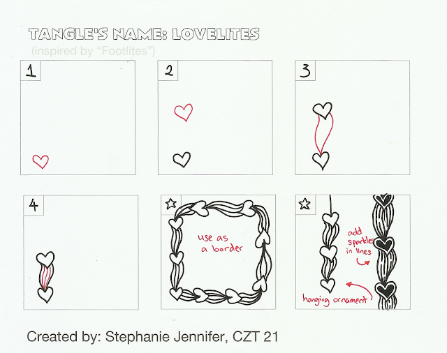 step outs to Lovelites Zentangle, heart Zentangle, Stephanie Jennifer