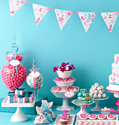 Chá de panela – decoração rosa e azul Casamentos br