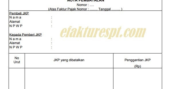 contoh nota pembatalan faktur pajak