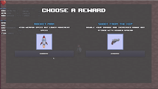The temporary reward screen showing two randomized options for the player to upgrade.