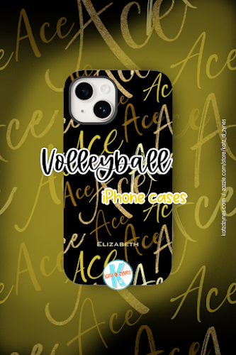 volleyball service ace gold black text pattern iPhone case