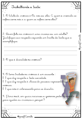 Atividade de português- Gênero textual: Crônica 2
