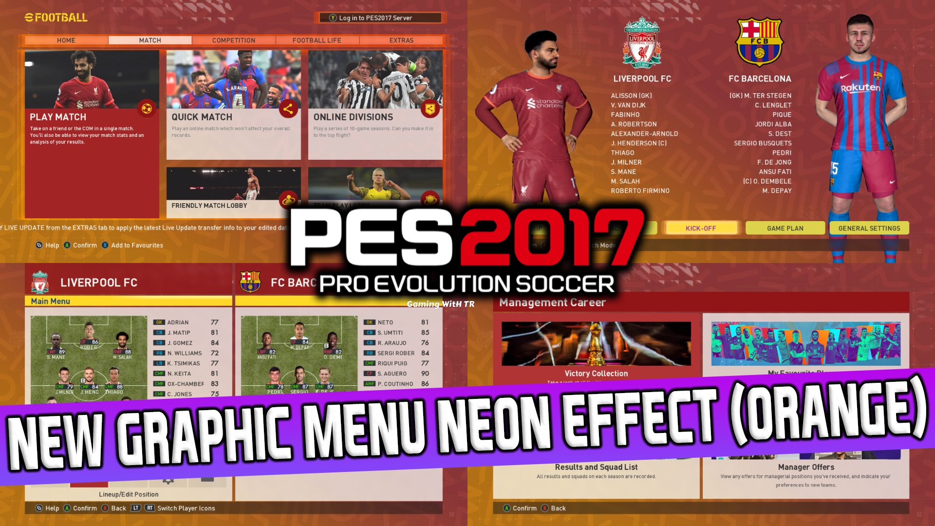 PES 2017 | New Graphic Menu Neon Effect Orange 2022