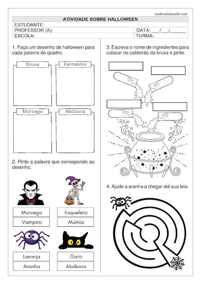 Atividade de Halloween para o 1º ano