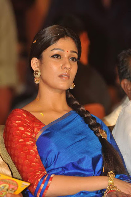 Malayalam Actress Nayantara Stills In Blue Saree