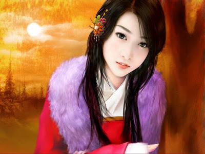 Pretty and Lovely Asian Girls Graphic Art I