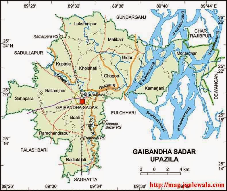 gaibandha sadar upazila map of bangladesh