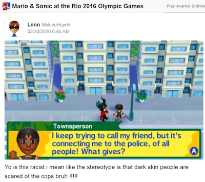 Mario & Sonic at the Rio 2016 Olympic Games story black Mii connecting to the police Miiverse scared of the cops racist